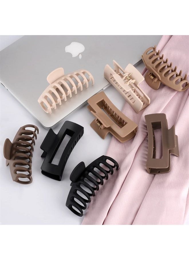 LuSeren - 8 Pack Hair Clips 4.3 Inch Large Hair Claw Clips for Women Thin Thick Curly Hair, Big Matte Banana Clips,Strong Hold jaw clips,Neutral Color - Image 1