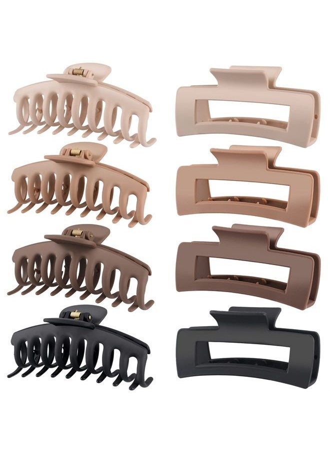 LuSeren - 8 Pack Hair Clips 4.3 Inch Large Hair Claw Clips for Women Thin Thick Curly Hair, Big Matte Banana Clips,Strong Hold jaw clips,Neutral Color - Image 1