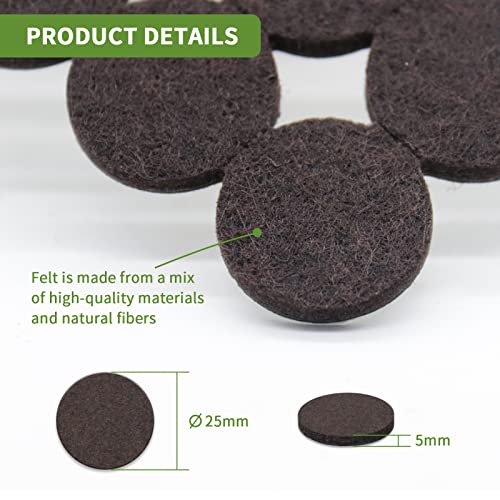COVERCORNER Felt Furniture Pads for Hardwood Floors 96 PCS, Furniture Pads, Floor Protectors for Hardwood Floors, Felt Pads for Furniture, Round, Dark Brown, Value Pack - Image 3