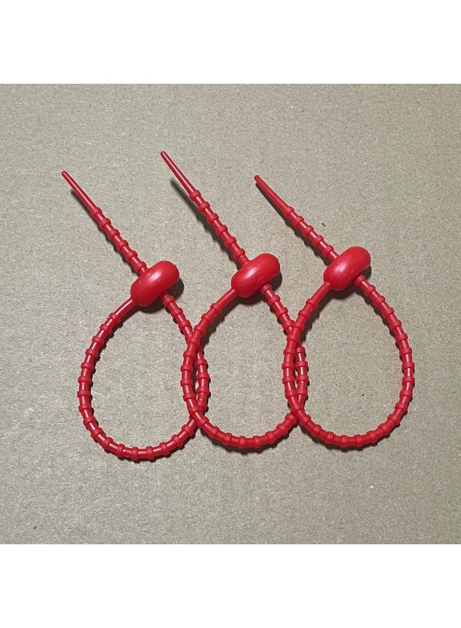 Loquat Simple Tadpole Silicone Cable Tie With Loose Buckle Wire Bundle DIY Handmade Doll Luggage Accessories Lanyard-Color:Red 220mm - Image 1