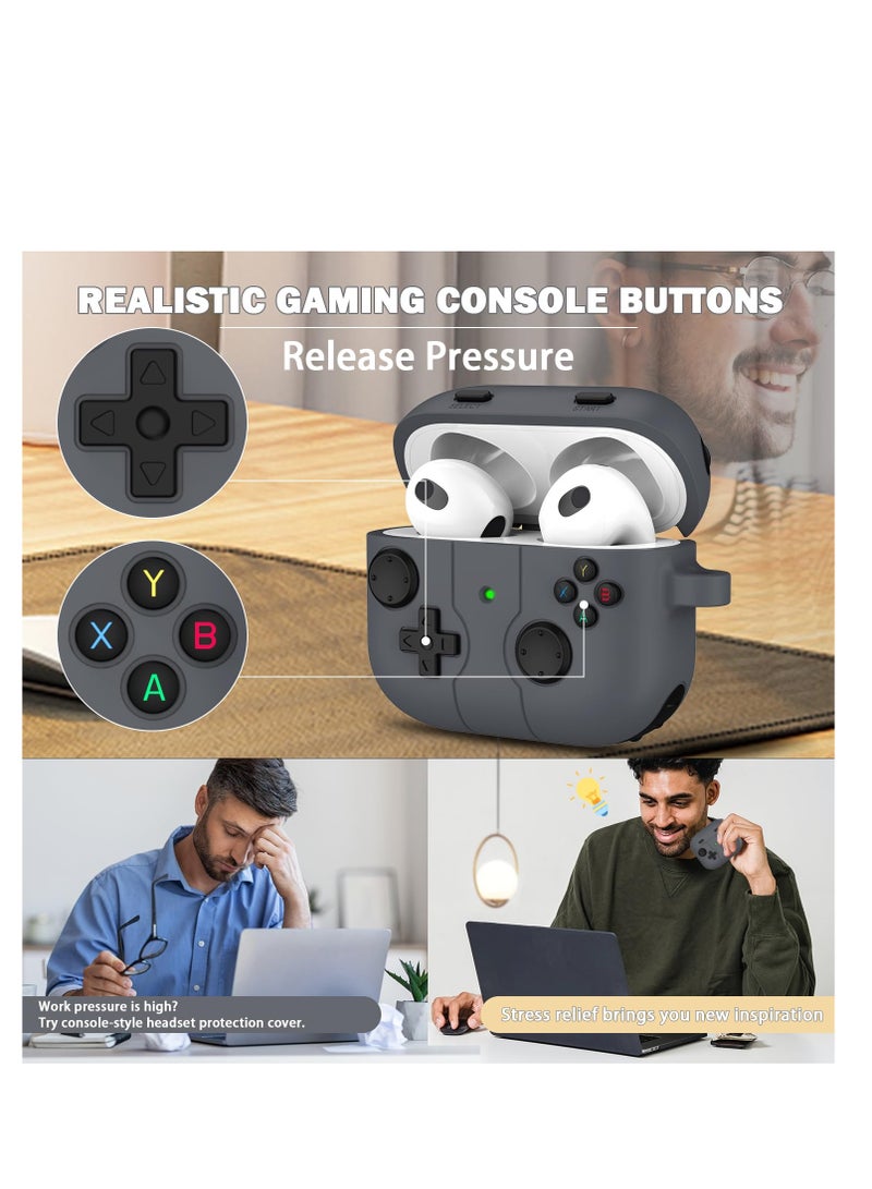 SYOSI AirPods 3rd Generation Case Cover with Keychain,Game Player Design for Kids Teenager Women and Men, Soft Silicone Case for AirPods Gen 3 Charging Case(Grey) - Image 4