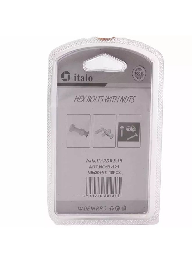 ITALO Nut Bolt Assortment Kit Flat Head Bolt Screws Bolts and Nuts Kit, Hex Bolts with Nuts, 10pcs  - Image 2