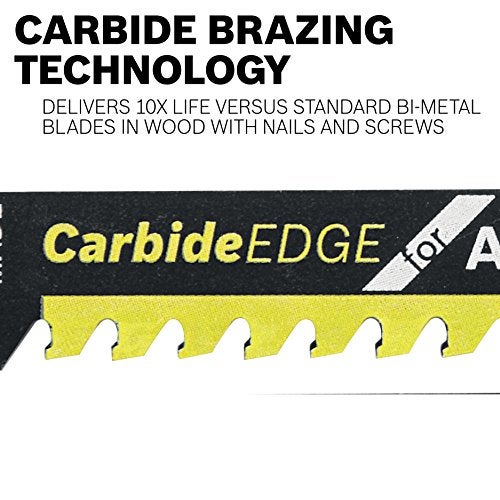 Bosch T367XHM1 5-7 TPI Carbide Edge T-Shank Jig Saw Blades for All Purpose (1 Piece), 5-3/16" - Image 2