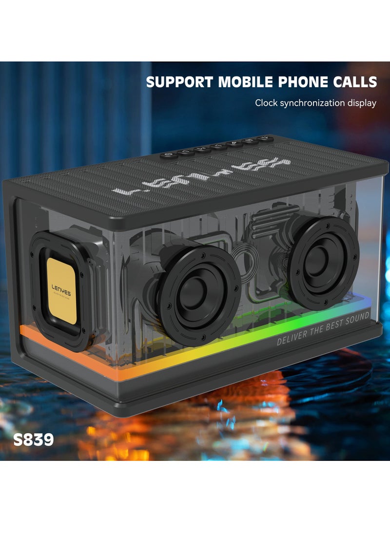 Lenyes - Lenyes S839 Wireless Speaker with Bluetooth 5.0，360° surround sound effect Diaphragm on both sides，Support Bluetooth, TF card, USB drive, AUX,TWS,and instrument direct connection - Image 1