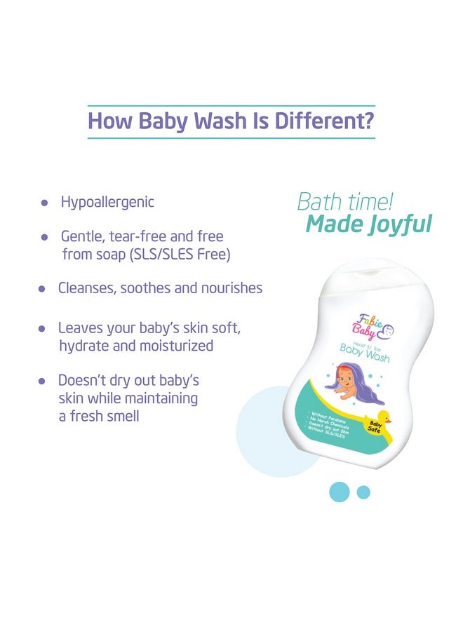 Fabie Baby - Body Wash, Imported Daily Moisturizing Baby Wash, Head To Toe, Made In Dubai, Paraben Free, 200Ml - Image 1