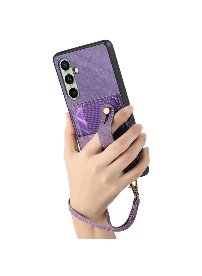 اس-توب جراب لهاتف Samsung Galaxy A56 5G مع سوار معصم بتصميم متقاطع كلاسيكي ومحفظة جلدية وغطاء خلفي للهاتف - Image 4