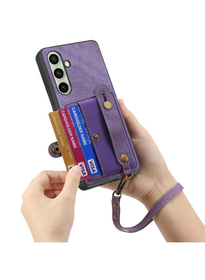 اس-توب جراب لهاتف Samsung Galaxy A56 5G مع سوار معصم بتصميم متقاطع كلاسيكي ومحفظة جلدية وغطاء خلفي للهاتف - Image 5