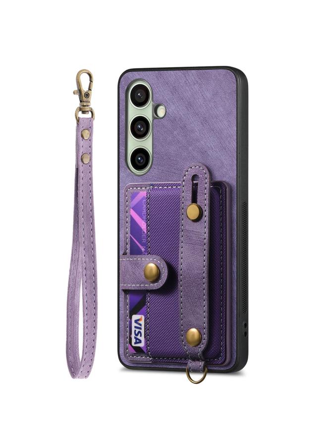 اس-توب جراب لهاتف Samsung Galaxy A56 5G مع سوار معصم بتصميم متقاطع كلاسيكي ومحفظة جلدية وغطاء خلفي للهاتف - Image 2