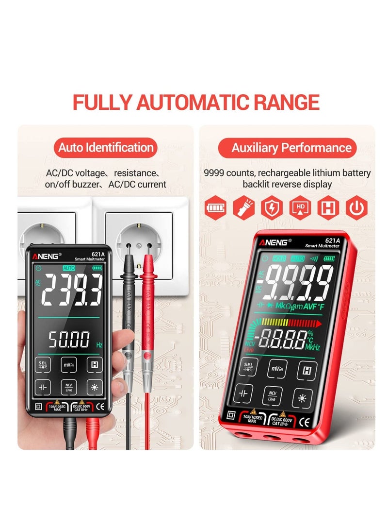 Digital Multimeter Tester, Smart Touch TRMS, Auto-Ranging Fast Accurately Measures, Rechargeable anti-burning Ohm With NCV, for Measures DC/AC Current, Voltage, Resistance Diodes, Capacitance - Image 4