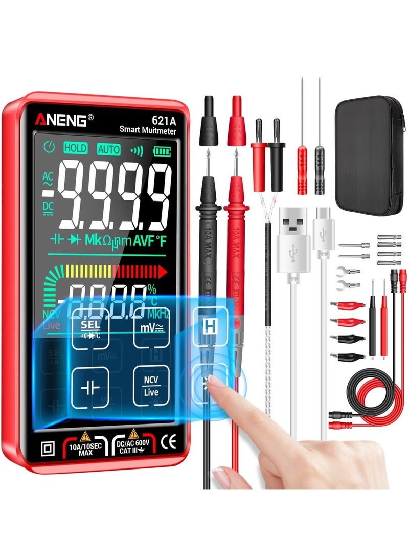 Digital Multimeter Tester, Smart Touch TRMS, Auto-Ranging Fast Accurately Measures, Rechargeable anti-burning Ohm With NCV, for Measures DC/AC Current, Voltage, Resistance Diodes, Capacitance - Image 1