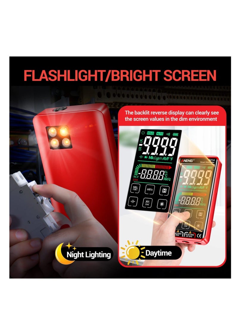 Digital Multimeter Tester, Smart Touch TRMS, Auto-Ranging Fast Accurately Measures, Rechargeable anti-burning Ohm With NCV, for Measures DC/AC Current, Voltage, Resistance Diodes, Capacitance - Image 2