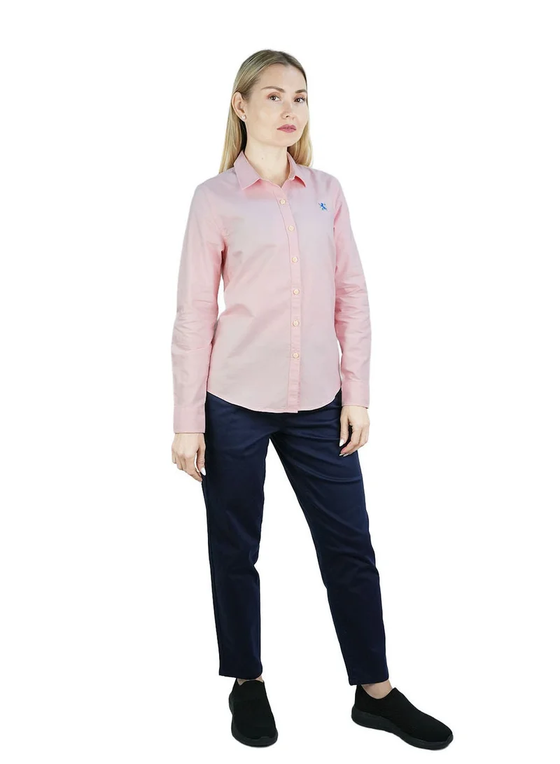 GIORDANO  Women’s Slim Fit Cotton Oxford Shirt | Acute Collar with Embroidery for Women | Best Price UAE