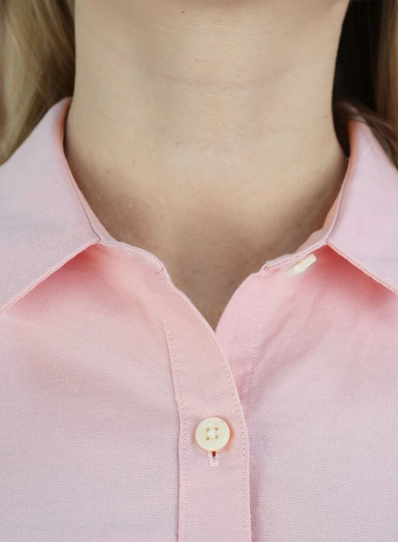 GIORDANO  Women’s Slim Fit Cotton Oxford Shirt | Acute Collar with Embroidery for Women | Best Price UAE