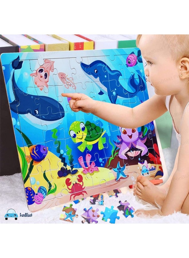 فنبلاست ألغاز فن بلاست للأطفال - 35 قطعة من ألغاز الصور المقطوعة للحيوانات البحرية للأطفال من سن 3 إلى 5 سنوات، ألغاز الصور المقطوعة المصنوعة من الأكريليك، ألغاز الأرضية للأطفال، ألعاب ألغاز الصور المقطوعة التعليمية والتعلمية (متعددة الألوان) - Image 5