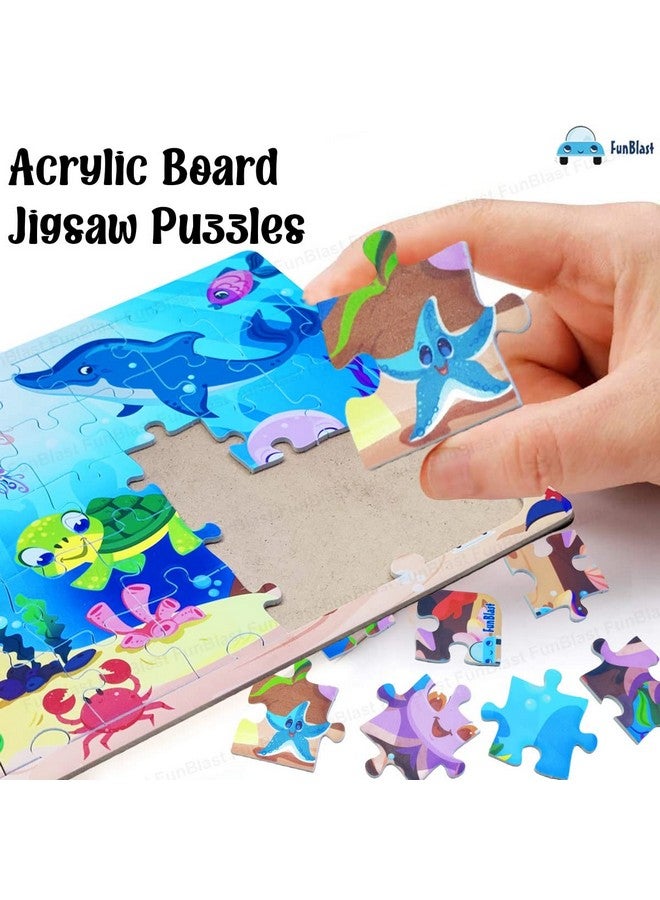 فنبلاست ألغاز فن بلاست للأطفال - 35 قطعة من ألغاز الصور المقطوعة للحيوانات البحرية للأطفال من سن 3 إلى 5 سنوات، ألغاز الصور المقطوعة المصنوعة من الأكريليك، ألغاز الأرضية للأطفال، ألعاب ألغاز الصور المقطوعة التعليمية والتعلمية (متعددة الألوان) - Image 4