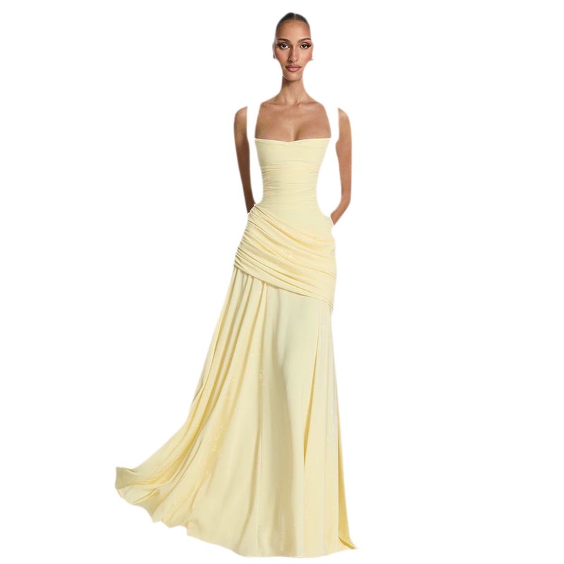 Women's Solid Color Sleeveless High-Waist A-Line Spaghetti Strap Dress - Image 5