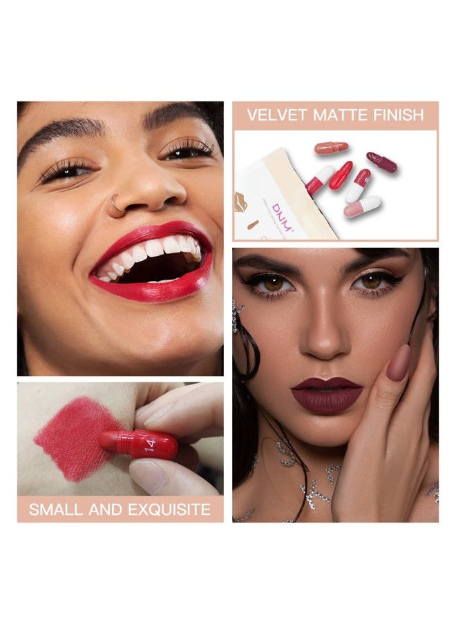 LSxia 18 Colors Capsule Pills Lipstick Mini Lip-Stick Set, Long Lasting Mini Matte Lipstick Lip Stain Lip Tint - Labiales Mate 24 Horas Originales, Cute Dark Red Matte Lipsticks Set for Women  - Image 5