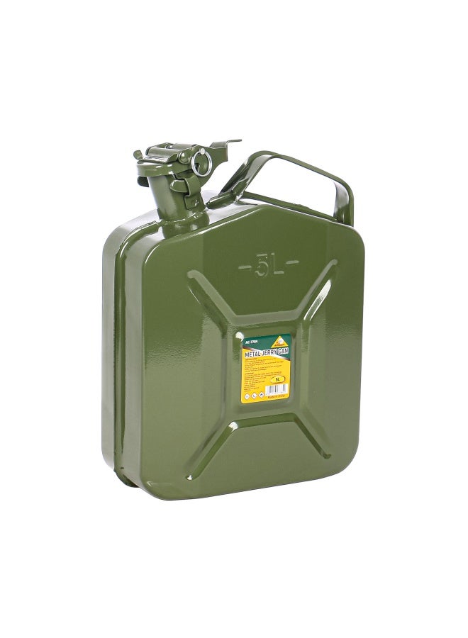 AutoCare Metal Jerry Can 5L Green Ac-7784 For Oil - Gasoline - Deisel - Petrole | Selaed Latching Lock System | Heavy Duty - Image 1