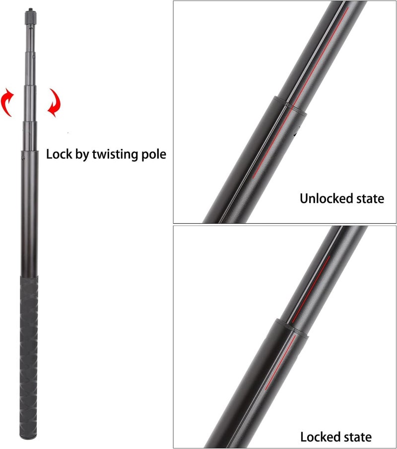 SHOPEE Long 44nch Invisible Selfie Stick Compatible with Insta360 ONE X4, X3, X2, X, Insta360 ONE R, RS, Insta 360 Camera 1/4" /Hero 12/11/10/9, SJCAM, and Other Action Cameras Extended Monopod Pole - Image 3