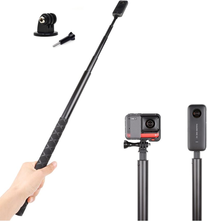 SHOPEE Long 44nch Invisible Selfie Stick Compatible with Insta360 ONE X4, X3, X2, X, Insta360 ONE R, RS, Insta 360 Camera 1/4" /Hero 12/11/10/9, SJCAM, and Other Action Cameras Extended Monopod Pole - Image 1