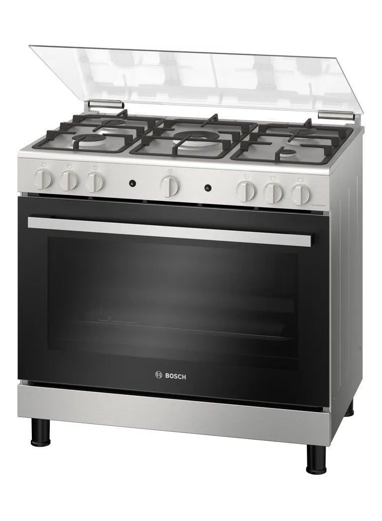 BOSCH Gas cooker Series 2, 90 * 60 cm, 5 Burners, Stainless Steel - HGV1F8Y50S 5 HGV1F8Y50S Stainless Steel - Image 1