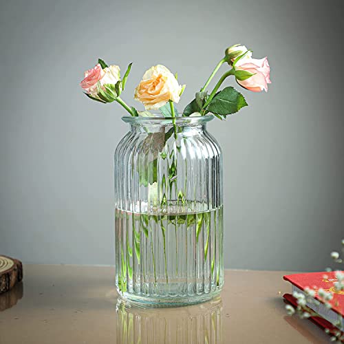 VIKIJO 1 Pack 7.5 Inch Tall Glass Flower Vases, Bulk Plant Vases, Modern Flower Vases for Home Décor, Modern Decorative Vase for Centerpiece, Living Room, Office, Wedding or Gifts - Image 1