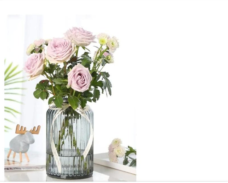 VIKIJO 1 Pack 7.5 Inch Tall Glass Flower Vases, Bulk Plant Vases, Modern Flower Vases for Home Décor, Modern Decorative Vase for Centerpiece, Living Room, Office, Wedding or Gifts - Image 3