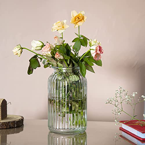 VIKIJO 1 Pack 7.5 Inch Tall Glass Flower Vases, Bulk Plant Vases, Modern Flower Vases for Home Décor, Modern Decorative Vase for Centerpiece, Living Room, Office, Wedding or Gifts - Image 4