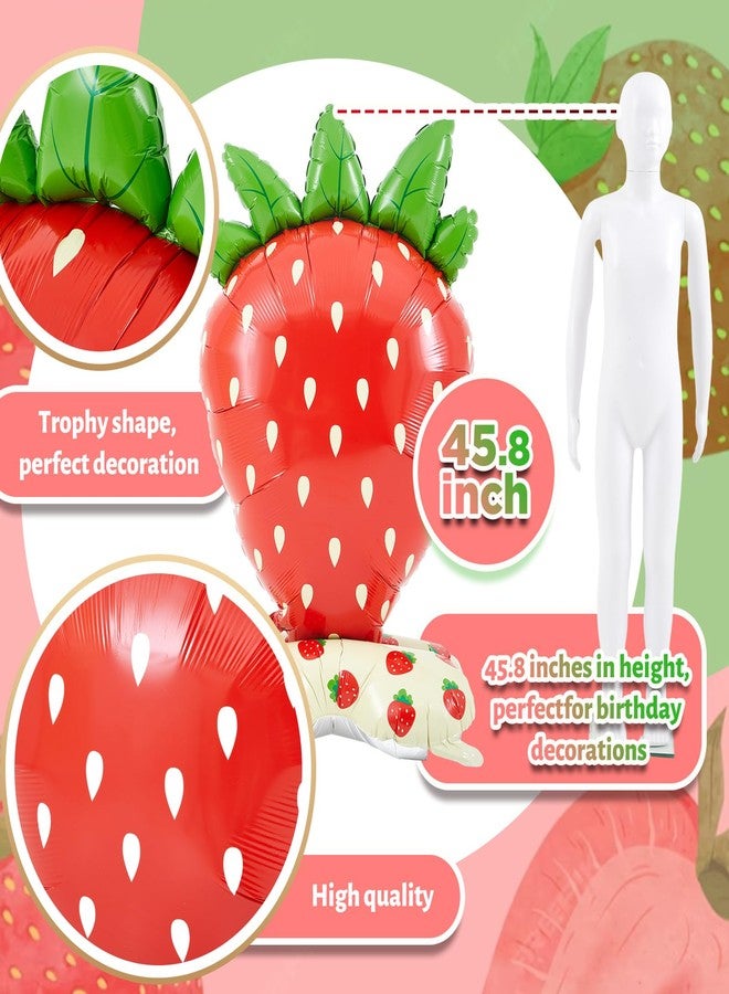 MiniInflat 2 Pack 4 ft Giant Standing Foil Balloon Summer Party Decorations Aluminum Balloons for Berry First Birthday Summer Themed Parties(Strawberry) - Image 4