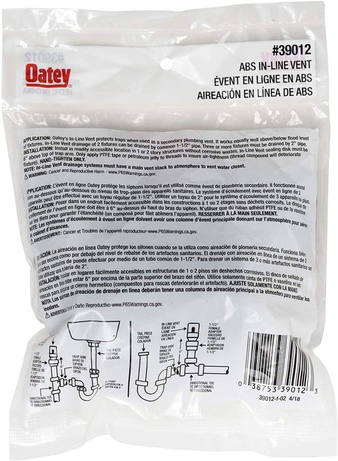 أوتي Oatey 39012 ABS In-Line Vent 2X2 13/16، تباع كحزمة من 3 قطع - Image 5
