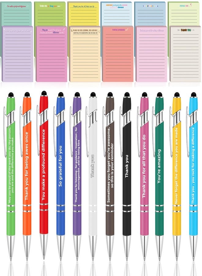 Yaomiao 24 Pcs End of Year Teacher Gifts Funny Sticky Notes with Inspirational Pens 3 x 4 Inch Teacher Appreciation Gifts for Coworkers Office Staff Nurse Team Employee Appreciation Gift - Image 1