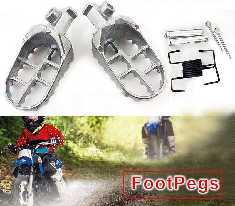 FLYPIG Aluminium Motorbike Offroad CNC Foot Pegs pedals Foot rests 50 KLX110 KLX110L KLX125 KLX125L PW50 TTR110E TTR125 TTR125E TTR125L TTR125LE 198-2014 For Kawasaki Yamaha Silver - Image 1