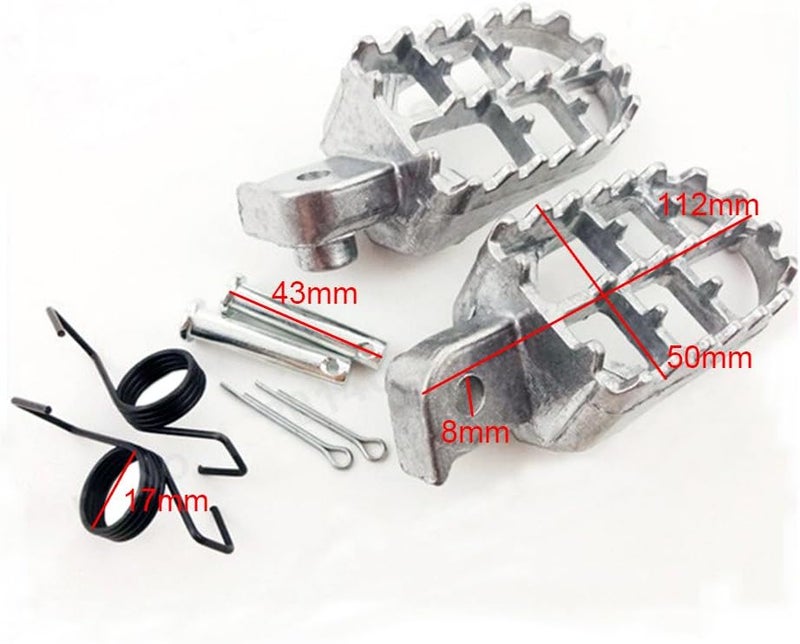 FLYPIG Aluminium Motorbike Offroad CNC Foot Pegs pedals Foot rests 50 KLX110 KLX110L KLX125 KLX125L PW50 TTR110E TTR125 TTR125E TTR125L TTR125LE 198-2014 For Kawasaki Yamaha Silver - Image 2