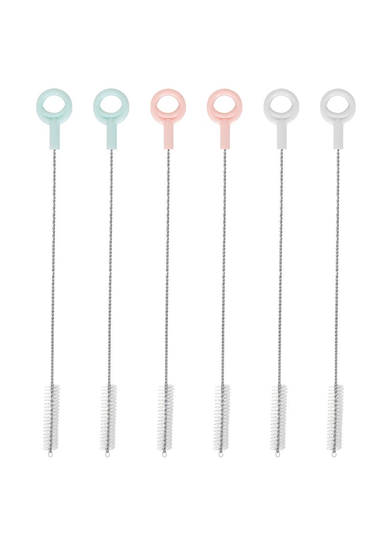 Generic 6-Pack Straw Cleaning Brushes - 18.3cm Fine Nylon Bristle Brush for Straws and Pacifiers, Stainless Steel Handle  - Image 1