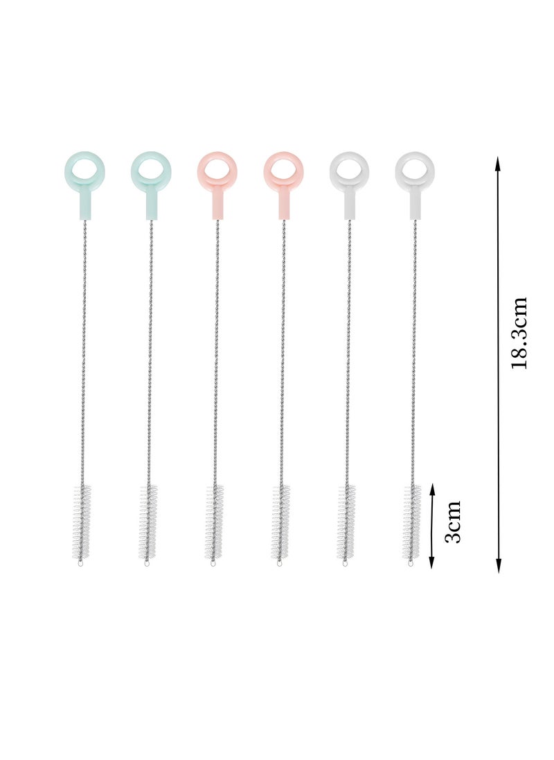 Generic 6-Pack Straw Cleaning Brushes - 18.3cm Fine Nylon Bristle Brush for Straws and Pacifiers, Stainless Steel Handle  - Image 2