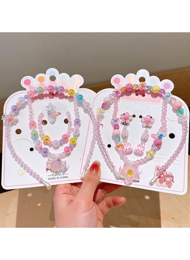 Children's Princess Necklace Cartoon Headband Exquisite Earrings 3-piece Set (Fruit) - Image 2