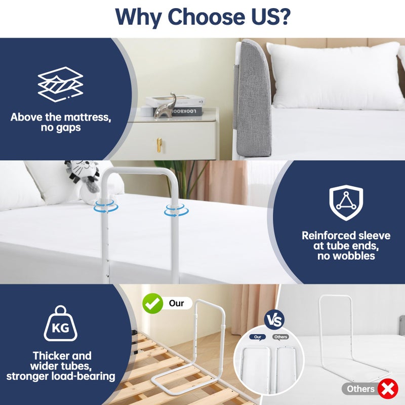 WYBITNY Bed Guard Rail for Toddlers, 59inch Foam Padded Side Rail for Queen King Twin Full Size Bed, Bedrail for Toddler, Bed Railing - Image 3