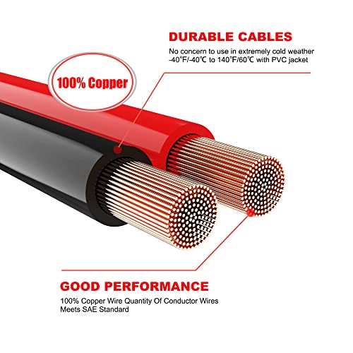 AWELTEC 100% Pure Copper Jumper Cables 4 Gauge 20 Feet - Heavy Duty Battery Booster Cable 800 AMP with Carry Bag, Safety Gloves and Iron Brush Included(Copper 4AWG x 20FT) - Image 4