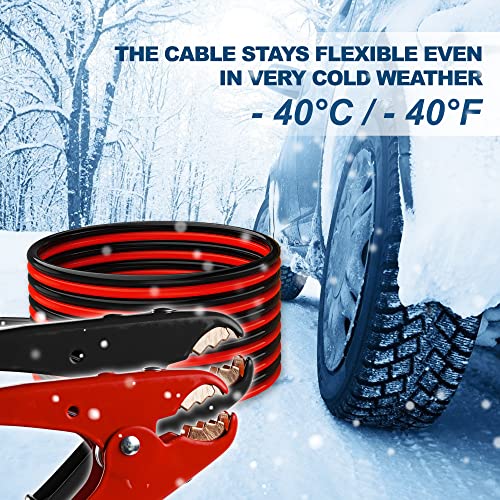 AWELTEC 100% Pure Copper Jumper Cables 4 Gauge 20 Feet - Heavy Duty Battery Booster Cable 800 AMP with Carry Bag, Safety Gloves and Iron Brush Included(Copper 4AWG x 20FT) - Image 5