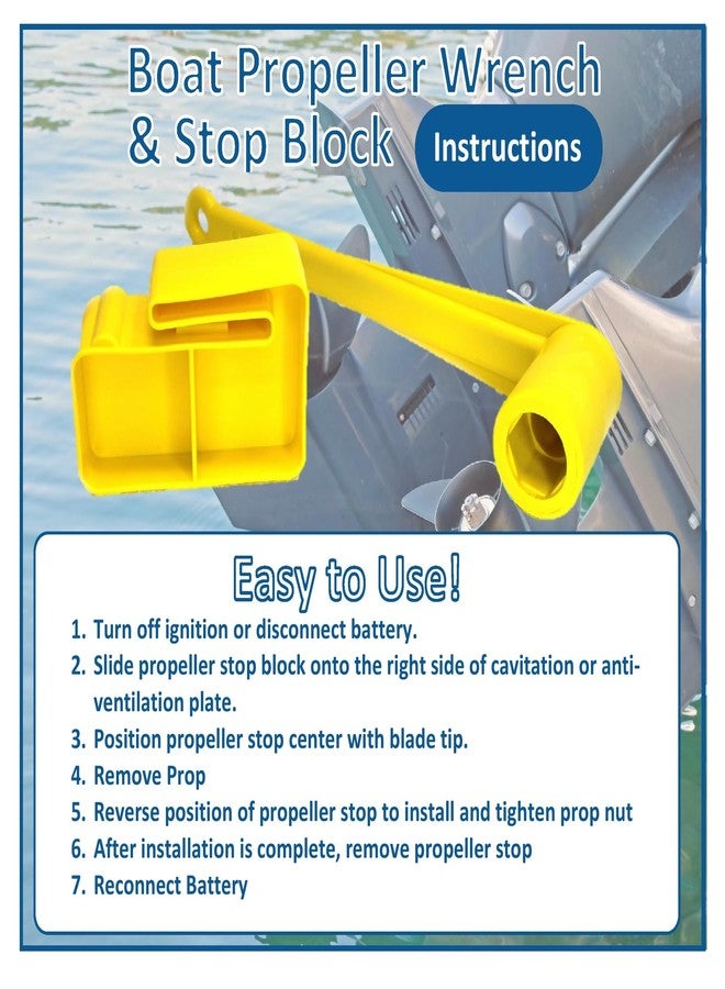 JSP Manufacturing Marine Boat Prop 1-1/16" Propeller Wrench & Prop Stop Block Kit (Yellow) - Image 5