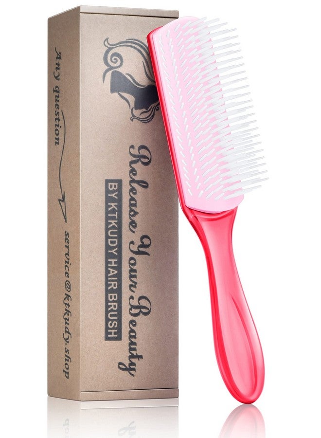 KTKUDY Styling Brush 9 Row For Defining Curls Hair Brush For Separating Shaping Curls Blowdrying Styling & Finishing Detangling Brush For Thick Wavy Curly Or Coily Hair (Pink) - Image 1