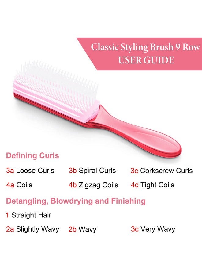 KTKUDY Styling Brush 9 Row For Defining Curls Hair Brush For Separating Shaping Curls Blowdrying Styling & Finishing Detangling Brush For Thick Wavy Curly Or Coily Hair (Pink) - Image 5