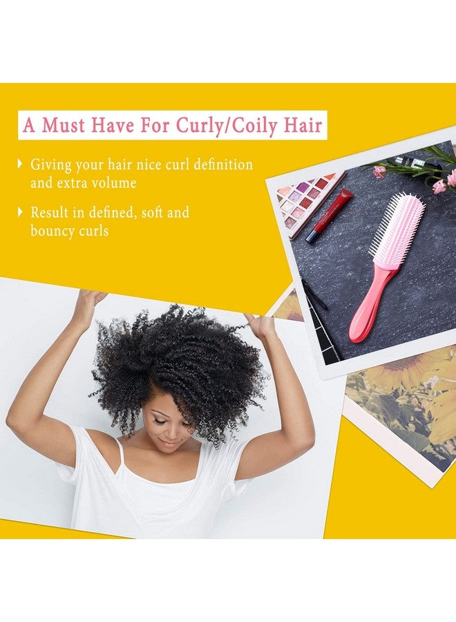 KTKUDY Styling Brush 9 Row For Defining Curls Hair Brush For Separating Shaping Curls Blowdrying Styling & Finishing Detangling Brush For Thick Wavy Curly Or Coily Hair (Pink) - Image 3