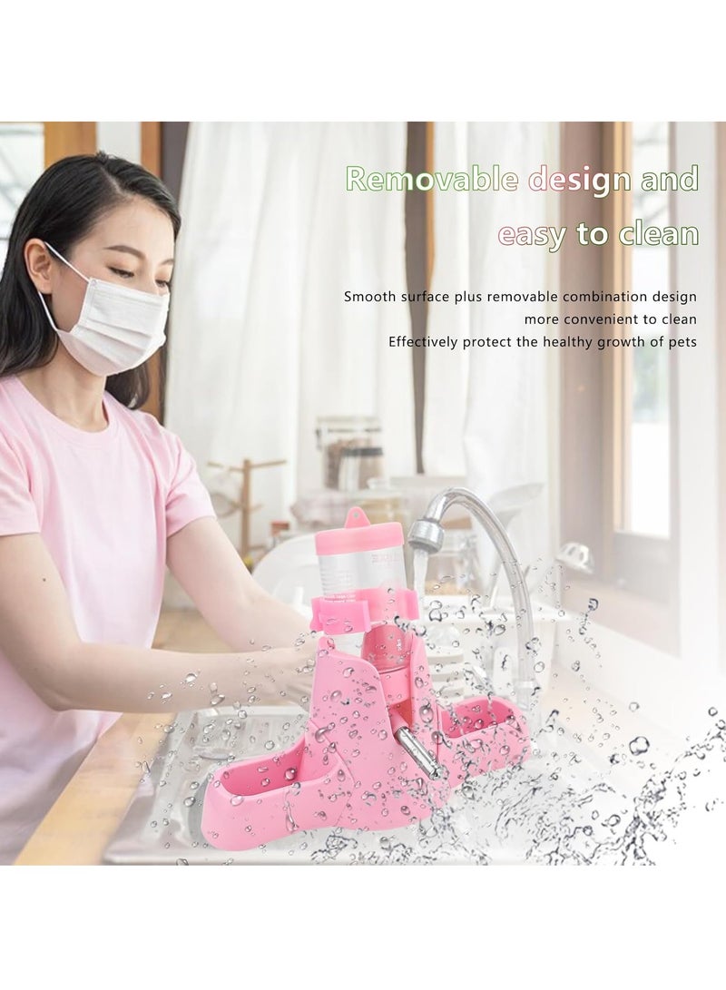 3 in 1 Hamster Water Bottle Small Animal Water Bottle with Food Container Base Automatic Bottle Dispenser BPA Free for Small Pet Hamster Chinchilla Squirrel Bunny Small Animals (Pink, 2.7oz With Bottle) - Image 5