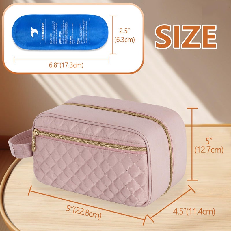 Damero حقيبة تبريد حليب الأم داميرو مع 4 أكياس ثلج - حقيبة تنظيم تبريد حليب الأم للسفر مع مقبض قابل للفصل للأم العاملة، وردي - Image 5