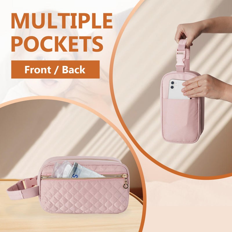 Damero حقيبة تبريد حليب الأم داميرو مع 4 أكياس ثلج - حقيبة تنظيم تبريد حليب الأم للسفر مع مقبض قابل للفصل للأم العاملة، وردي - Image 4