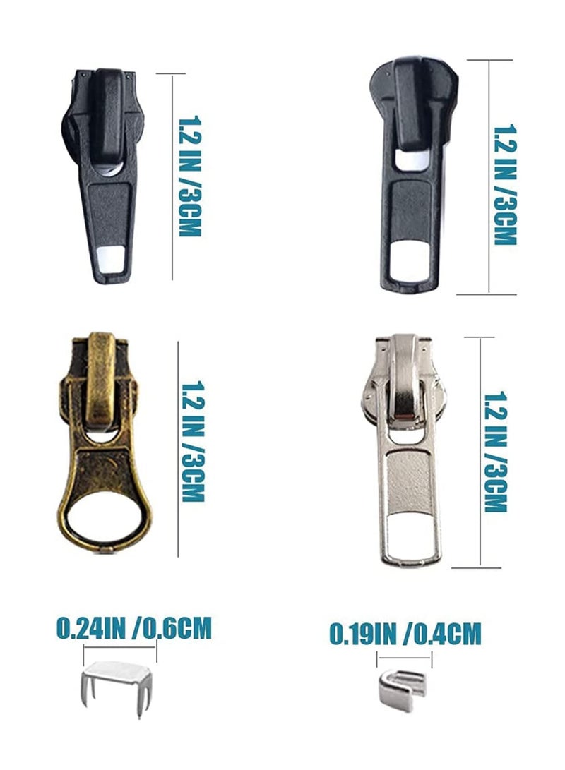 SOLARAE Zipper Pull Replacement Zipper Slider, Zipper Repair Kit, Fix Zipper Repair Kit for Repairing Coats, Jackets, Metal Plastic, and Nylon Coil Zippers 57 Pcs - Image 2