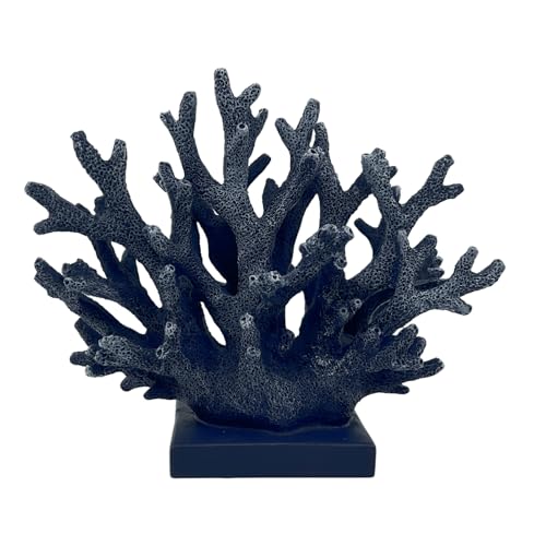 Elegondrar 58 H Dark Blue Coral Decor Resin Coral Statue Nautical Decor for Home Bedroom Bathroom Living Room Ocean Themed Cabinet Shelf Tabletop Decoration - Image 1