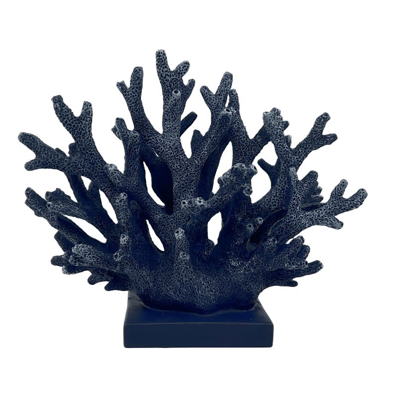 Elegondrar 58 H Dark Blue Coral Decor Resin Coral Statue Nautical Decor for Home Bedroom Bathroom Living Room Ocean Themed Cabinet Shelf Tabletop Decoration - Image 2