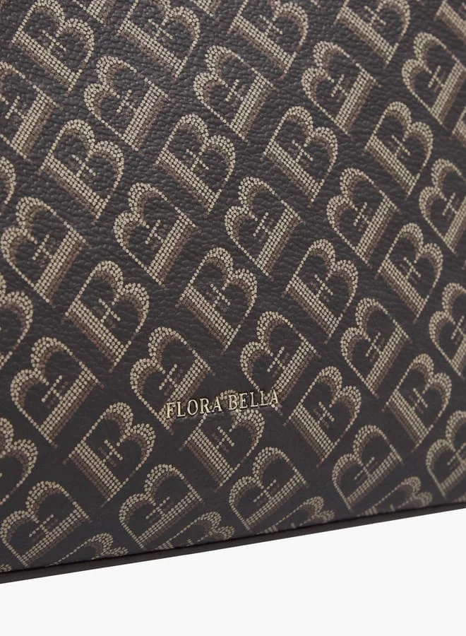 Flora Bella By Shoexpress Womens Monogram Textured Tote With Crossbody Bag And Detachable Coin Pouch